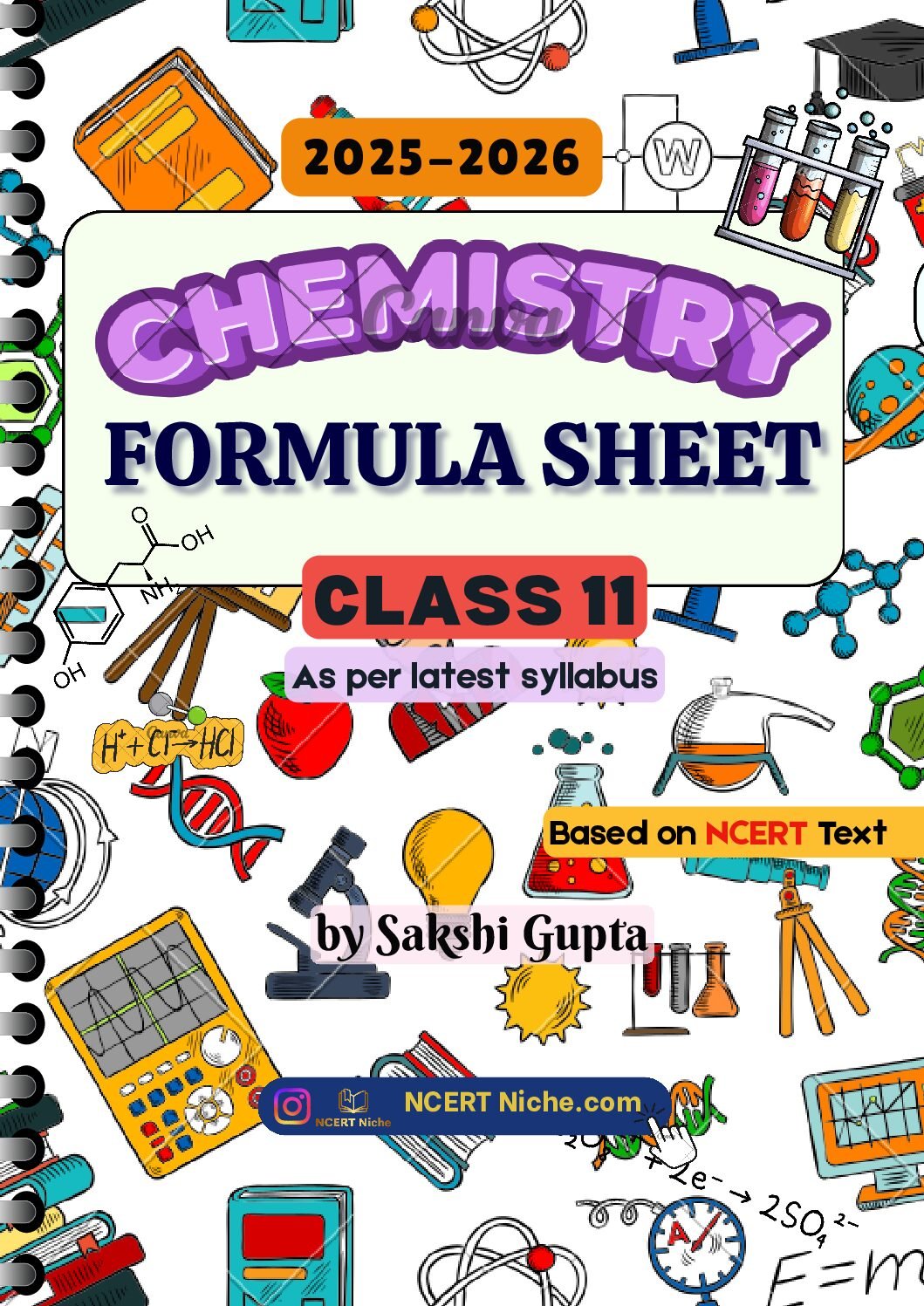 Chemistry Class 11th Formula Sheet | Digital Handwritten Notes for Class 11 2025-2026 | Digital EBook (PDF)